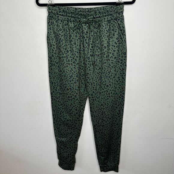 Green and Black Leopard Print Relaxed Fit Draw String Joggers Sweat Pants Medium - Picture 3 of 15